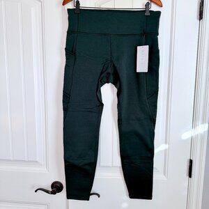 Athleta Altitude Fleece-Lined Stash High Rise Legging NWT Pine Dark Green Size L